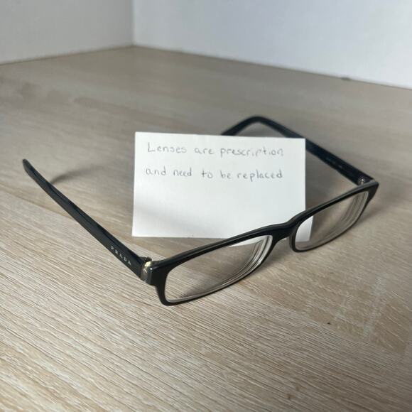 Prada VPR07E 6AW-1O1 Eyeglasses Black Striped Frames 54-14-140 Italy READ - Picture 1 of 10